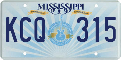 MS license plate KCQ315