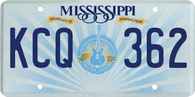 MS license plate KCQ362