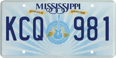 MS license plate KCQ981