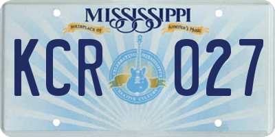 MS license plate KCR027