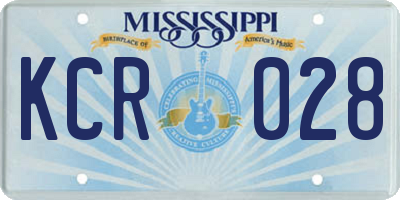 MS license plate KCR028