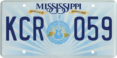 MS license plate KCR059