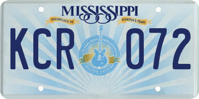 MS license plate KCR072