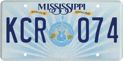 MS license plate KCR074