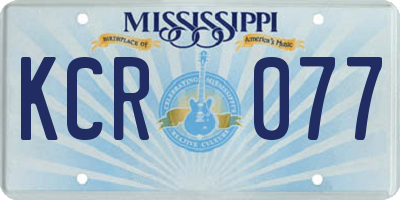 MS license plate KCR077