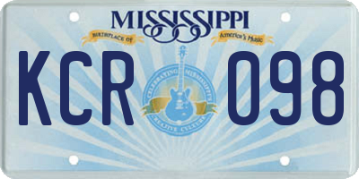MS license plate KCR098