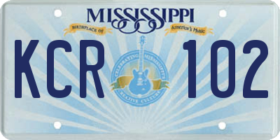 MS license plate KCR102