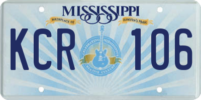 MS license plate KCR106