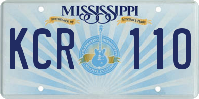 MS license plate KCR110