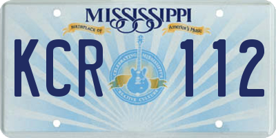 MS license plate KCR112