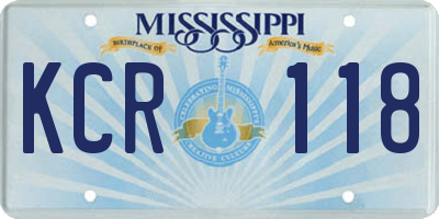 MS license plate KCR118