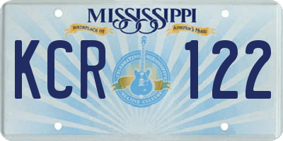MS license plate KCR122