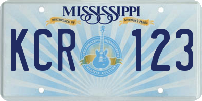 MS license plate KCR123
