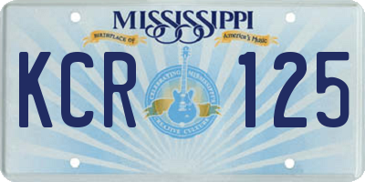 MS license plate KCR125
