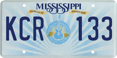 MS license plate KCR133