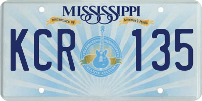 MS license plate KCR135