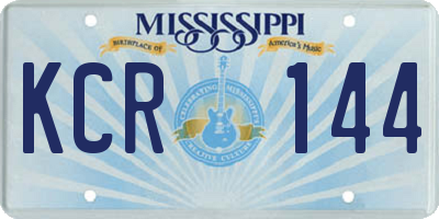 MS license plate KCR144