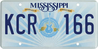 MS license plate KCR166