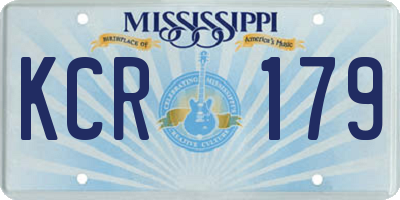 MS license plate KCR179