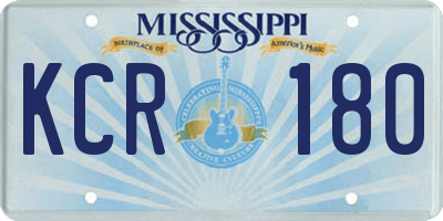 MS license plate KCR180