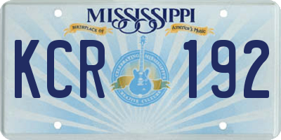 MS license plate KCR192