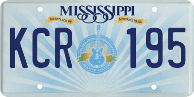 MS license plate KCR195
