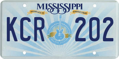 MS license plate KCR202