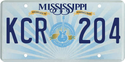 MS license plate KCR204