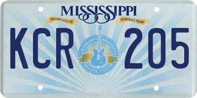 MS license plate KCR205