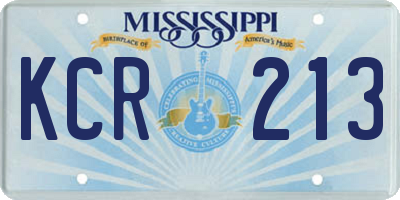 MS license plate KCR213