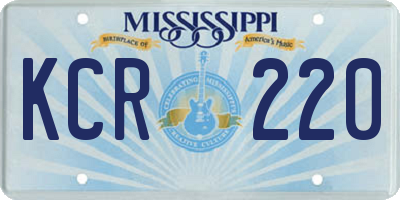 MS license plate KCR220