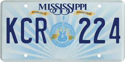 MS license plate KCR224