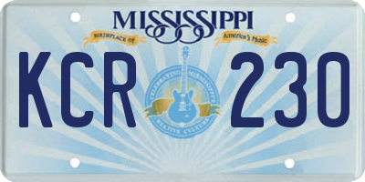 MS license plate KCR230