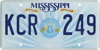 MS license plate KCR249