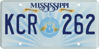 MS license plate KCR262