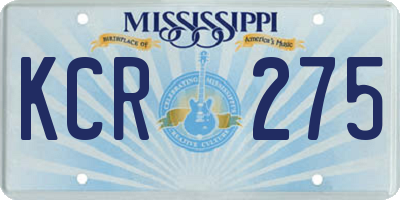 MS license plate KCR275
