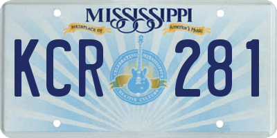 MS license plate KCR281