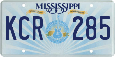 MS license plate KCR285