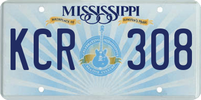 MS license plate KCR308