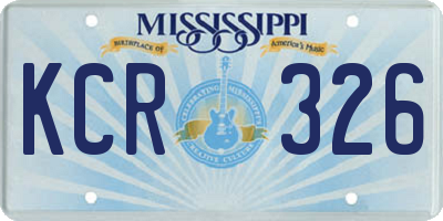 MS license plate KCR326