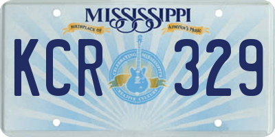 MS license plate KCR329