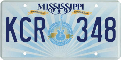 MS license plate KCR348