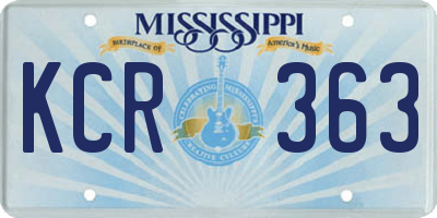 MS license plate KCR363