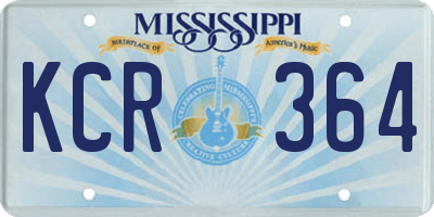 MS license plate KCR364