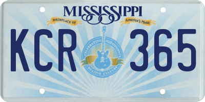 MS license plate KCR365