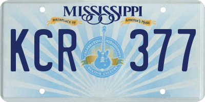 MS license plate KCR377