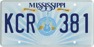 MS license plate KCR381