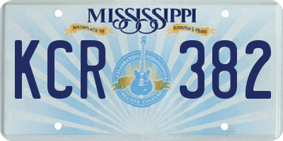 MS license plate KCR382