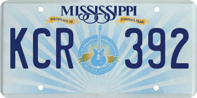 MS license plate KCR392