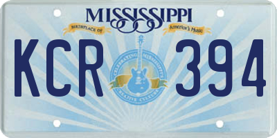 MS license plate KCR394